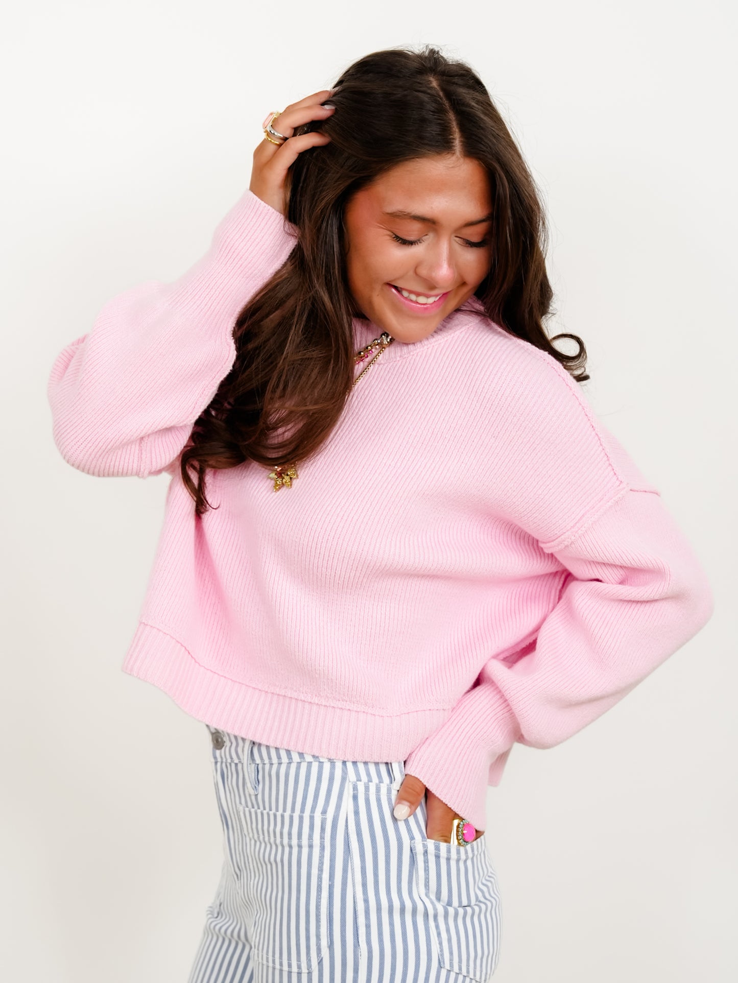 Restock! Ribbed Long Sleeve Round Neck Pullover Sweater