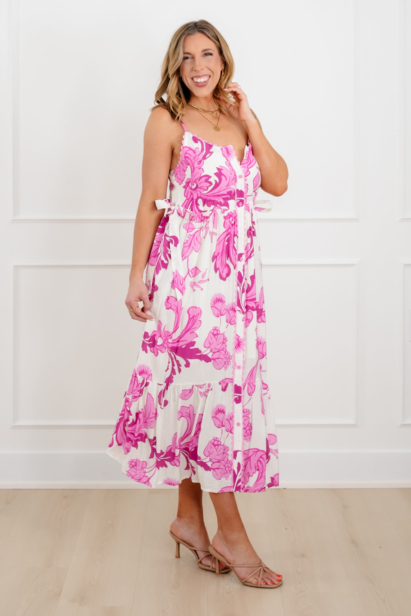 knee length dresses for ladies Sleeveless Lace Sheath 6 / Pink main image 1