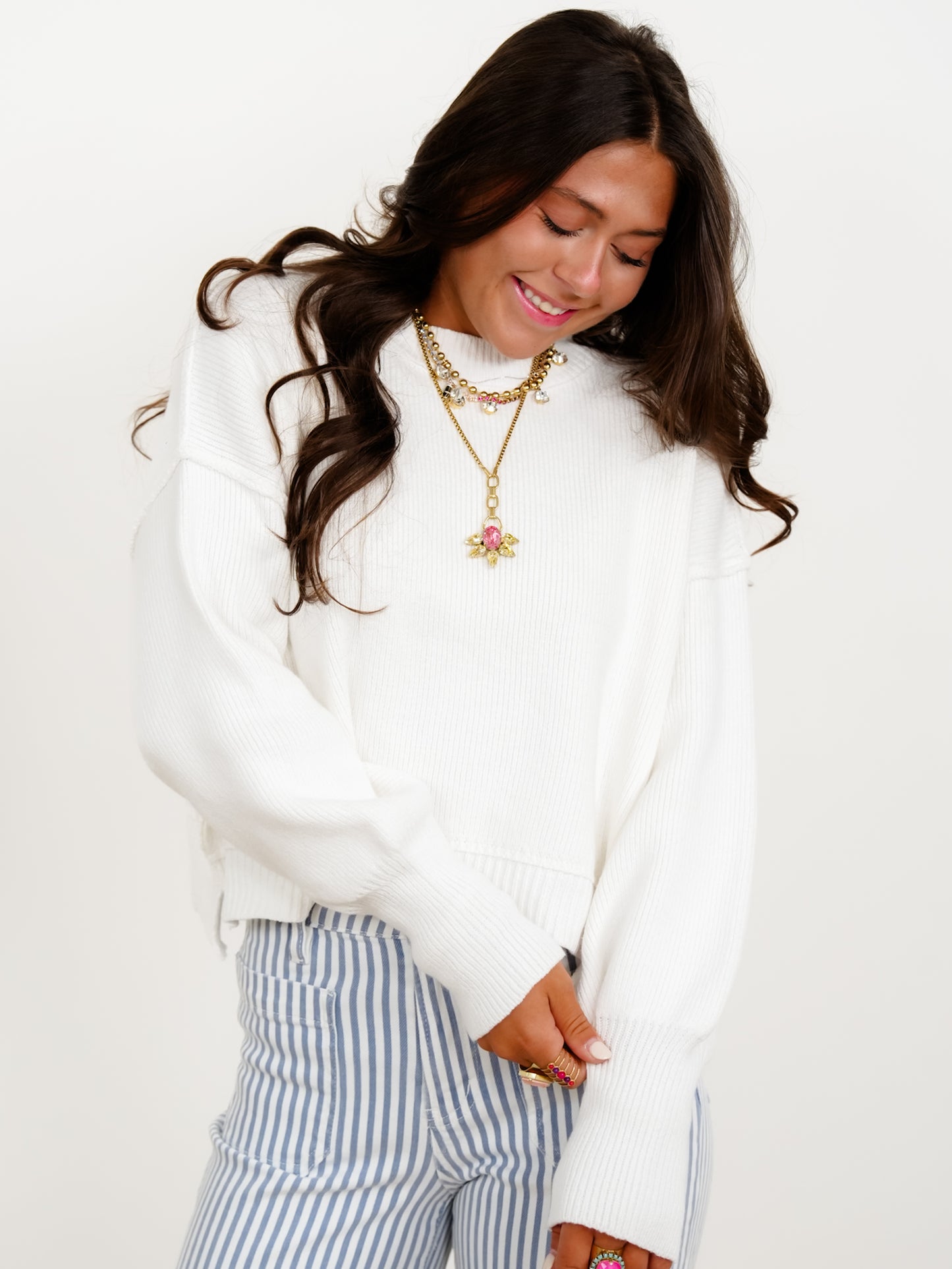 Restock! Ribbed Long Sleeve Round Neck Pullover Sweater