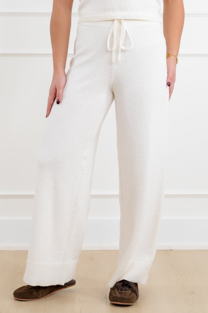 Sweater Knit Drawstring Wide Leg Pants - Freckled Poppy