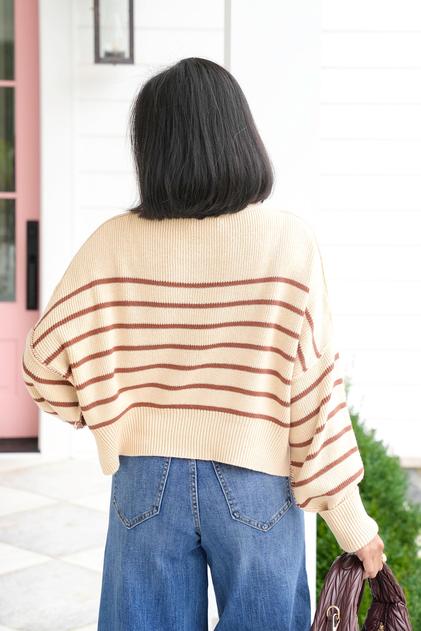 Striped Long Sleeve Drop Shoulder Sweater