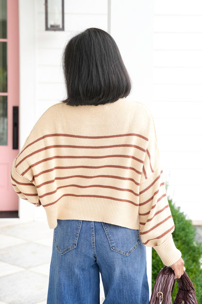 Striped Long Sleeve Drop Shoulder Sweater