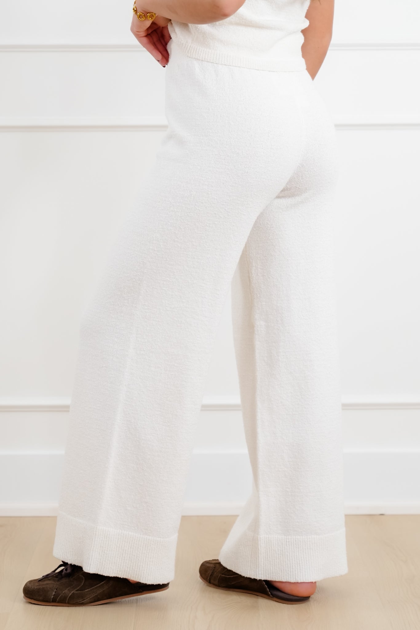 Sweater Knit Drawstring Wide Leg Pants