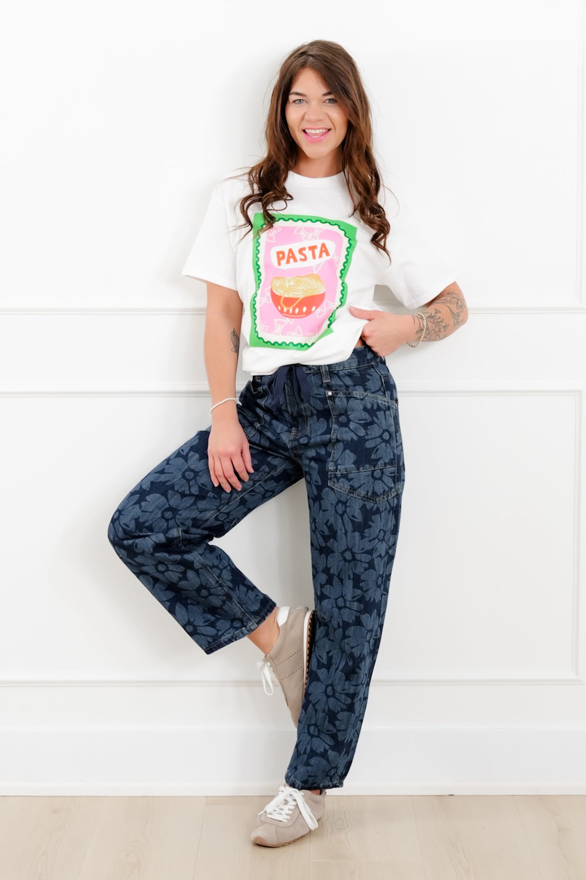 Plus/Reg Short Sleeve "Pasta" Graphic Tee - Freckled Poppy