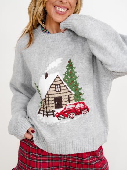 Long Sleeve Crew Neck Winter Cabin Sweater