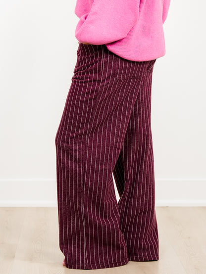 Pinstripe Elastic Waist French Terry Knit Sweatpants