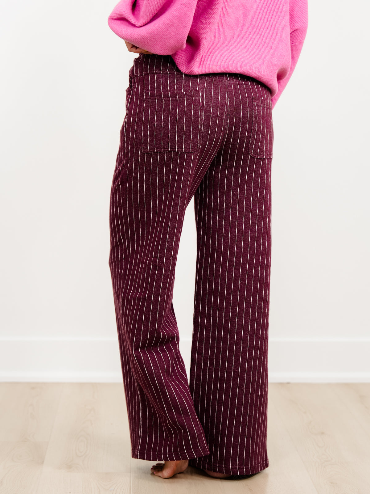 Pinstripe Elastic Waist French Terry Knit Sweatpants