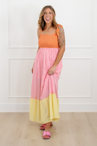 Color Block Sleeveless Maxi Dress
