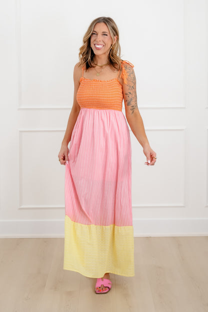 Color Block Sleeveless Maxi Dress