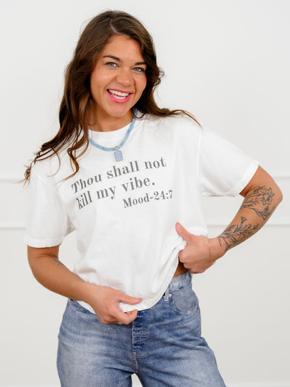 Plus/Reg Short Sleeve "Thou Shall Not Kill My Vibe" Graphic Tee