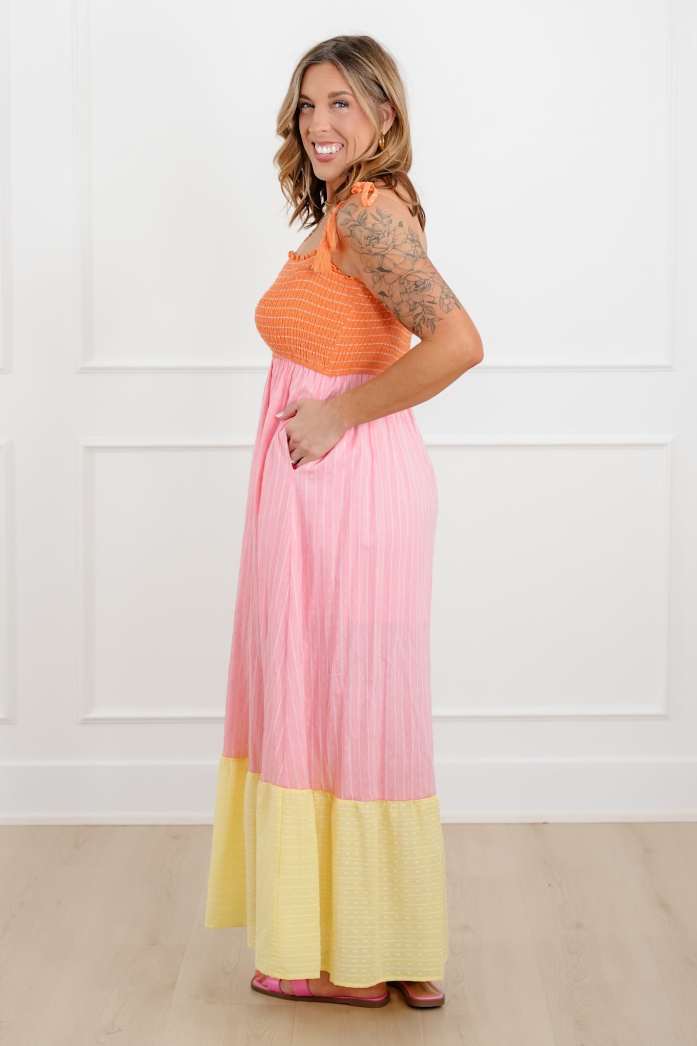 Color Block Sleeveless Maxi Dress
