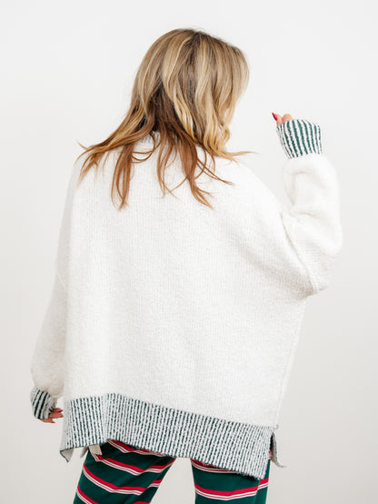Long Sleeve Sequin Santa Pullover Sweater