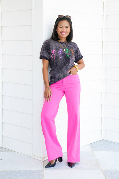Short Sleeve Dancing Skeletons Graphic Tee