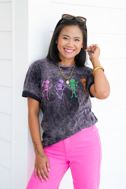 Short Sleeve Dancing Skeletons Graphic Tee