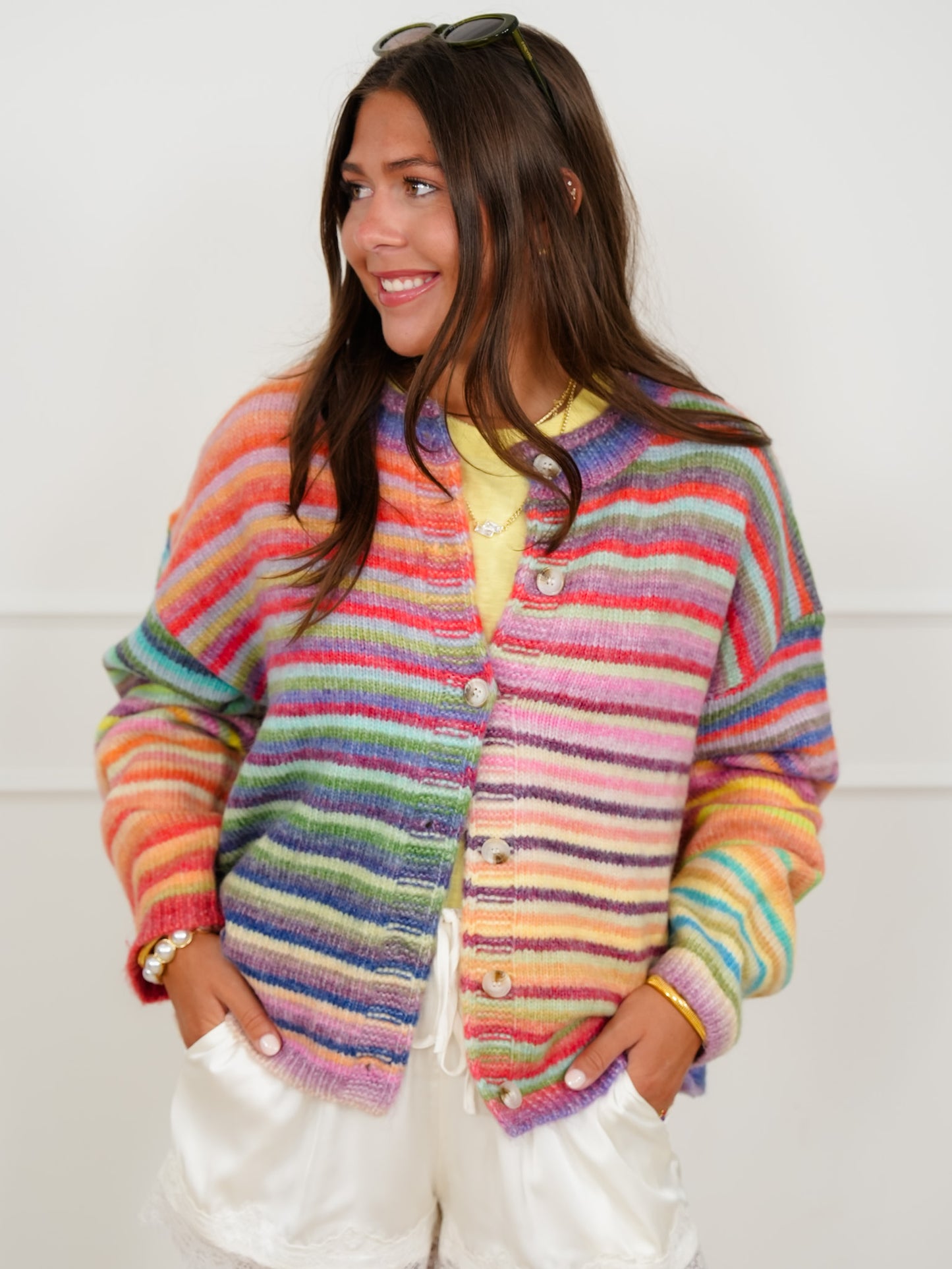 Restock! Rainbow Stripe Long Sleeve Button Down Cardigan