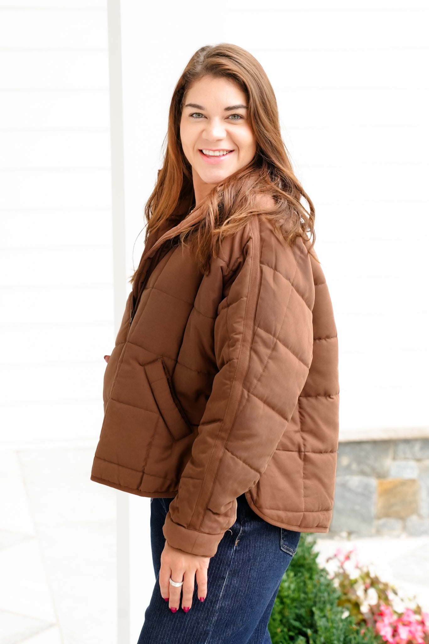 Quilted Long Sleeve Zip-Up Puffer Jacket