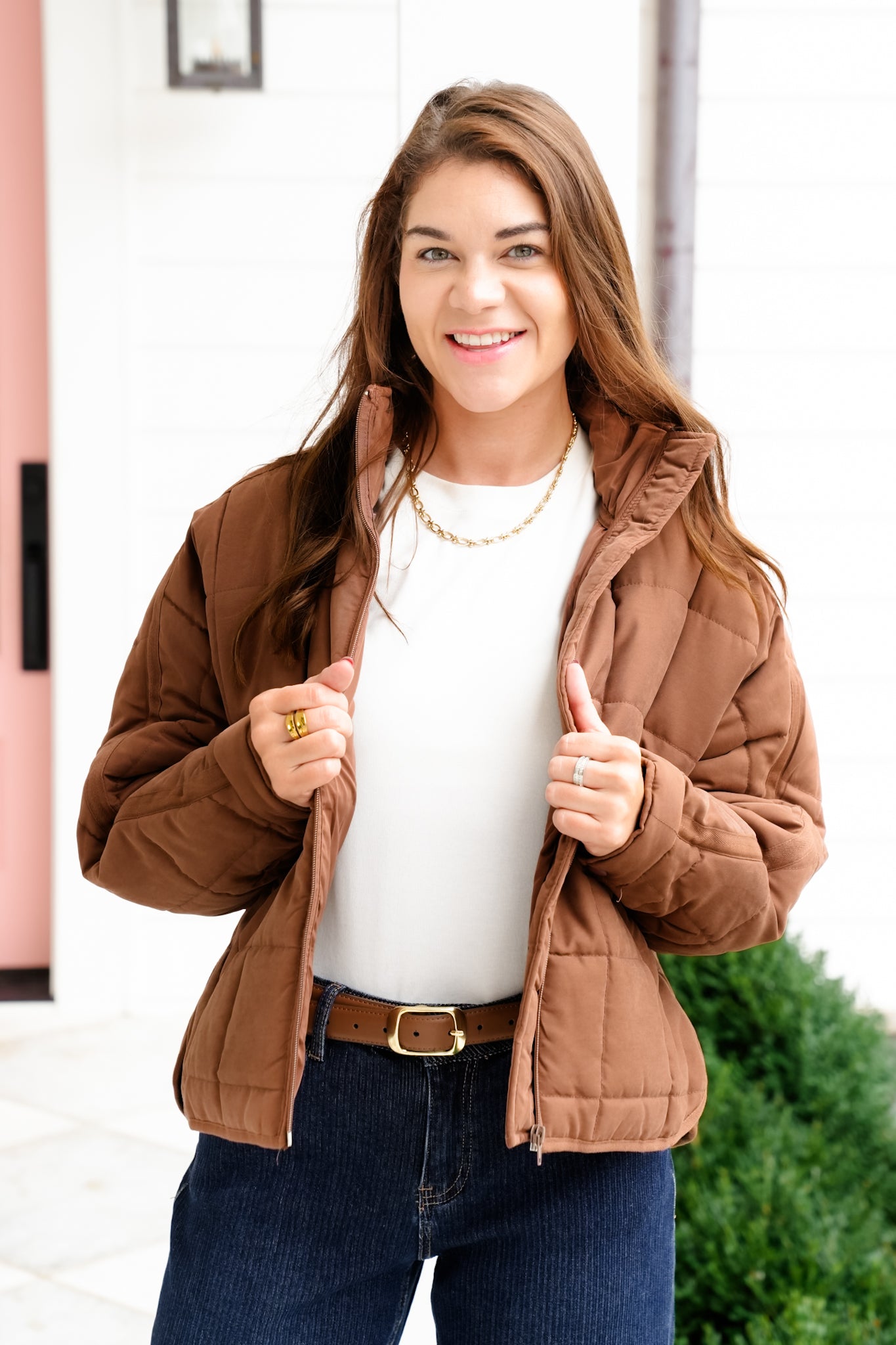Quilted Long Sleeve Zip-Up Puffer Jacket