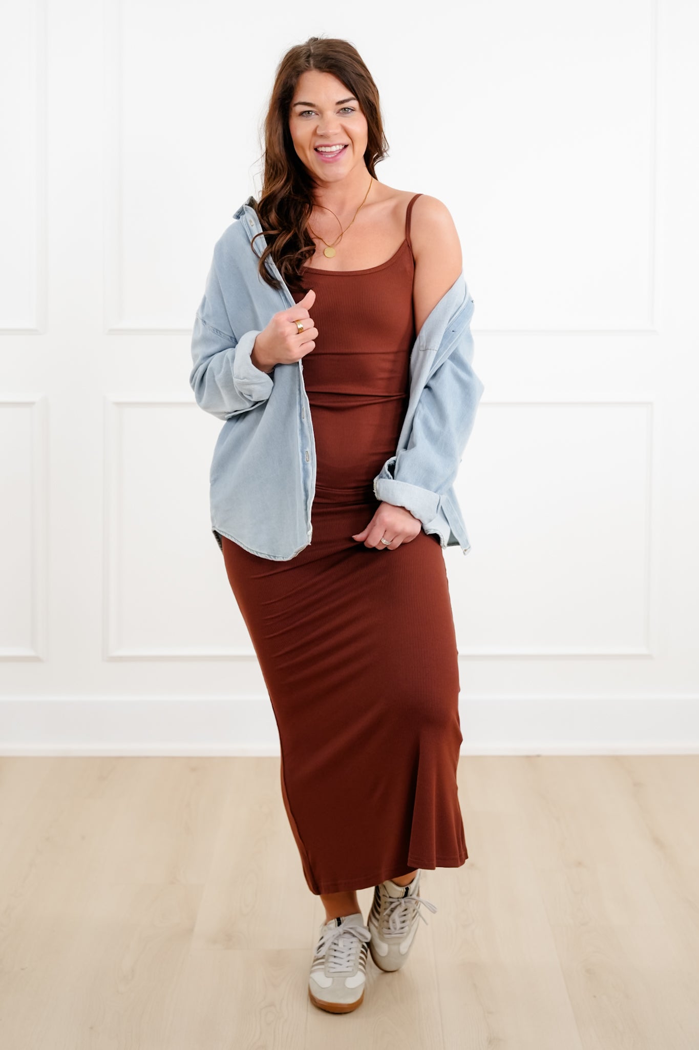 Ribbed Knit Sleeveless Maxi Slip Dress