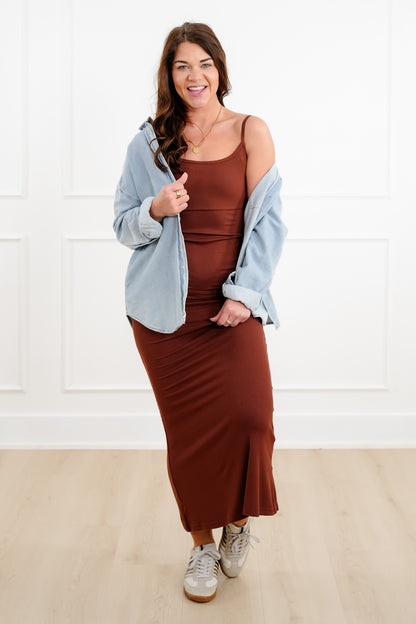 Ribbed Knit Sleeveless Maxi Slip Dress