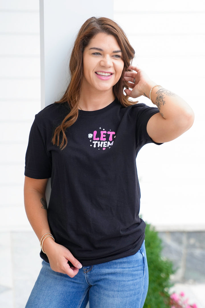 Plus/Reg Black Short Sleeve "Let Them" Graphic Tee