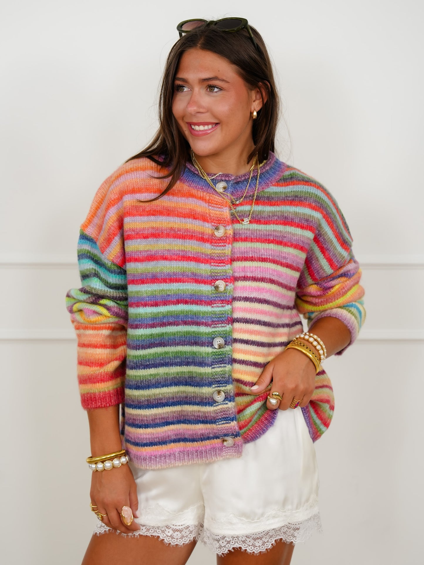 Restock! Rainbow Stripe Long Sleeve Button Down Cardigan