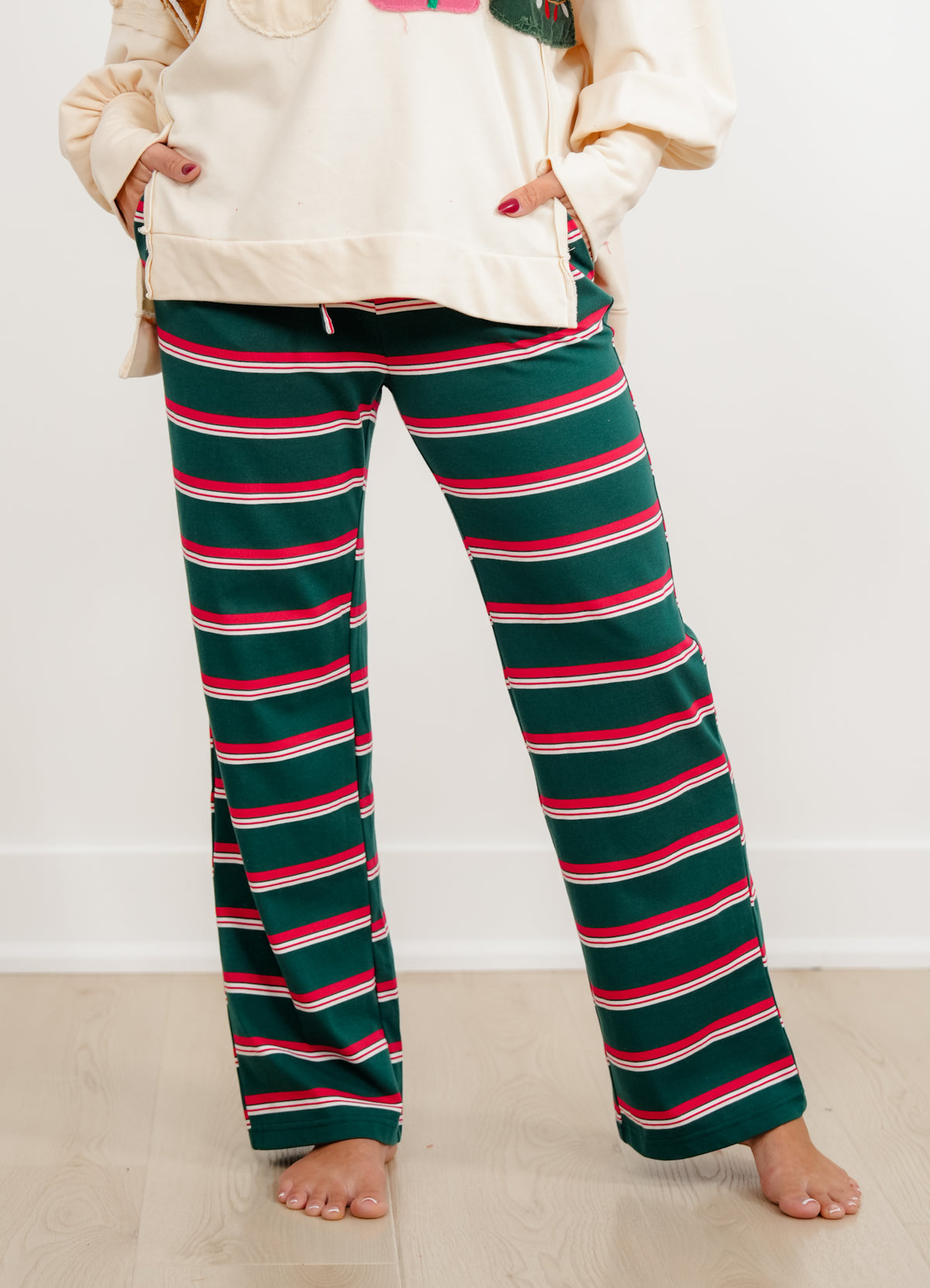 Multi Color Stripe Elastic Waist Knit Pants