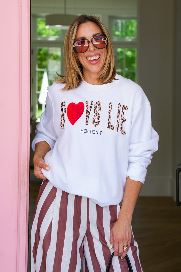 Plus/Reg Long Sleeve "Boys Lie Men Don't" Graphic Sweatshirt