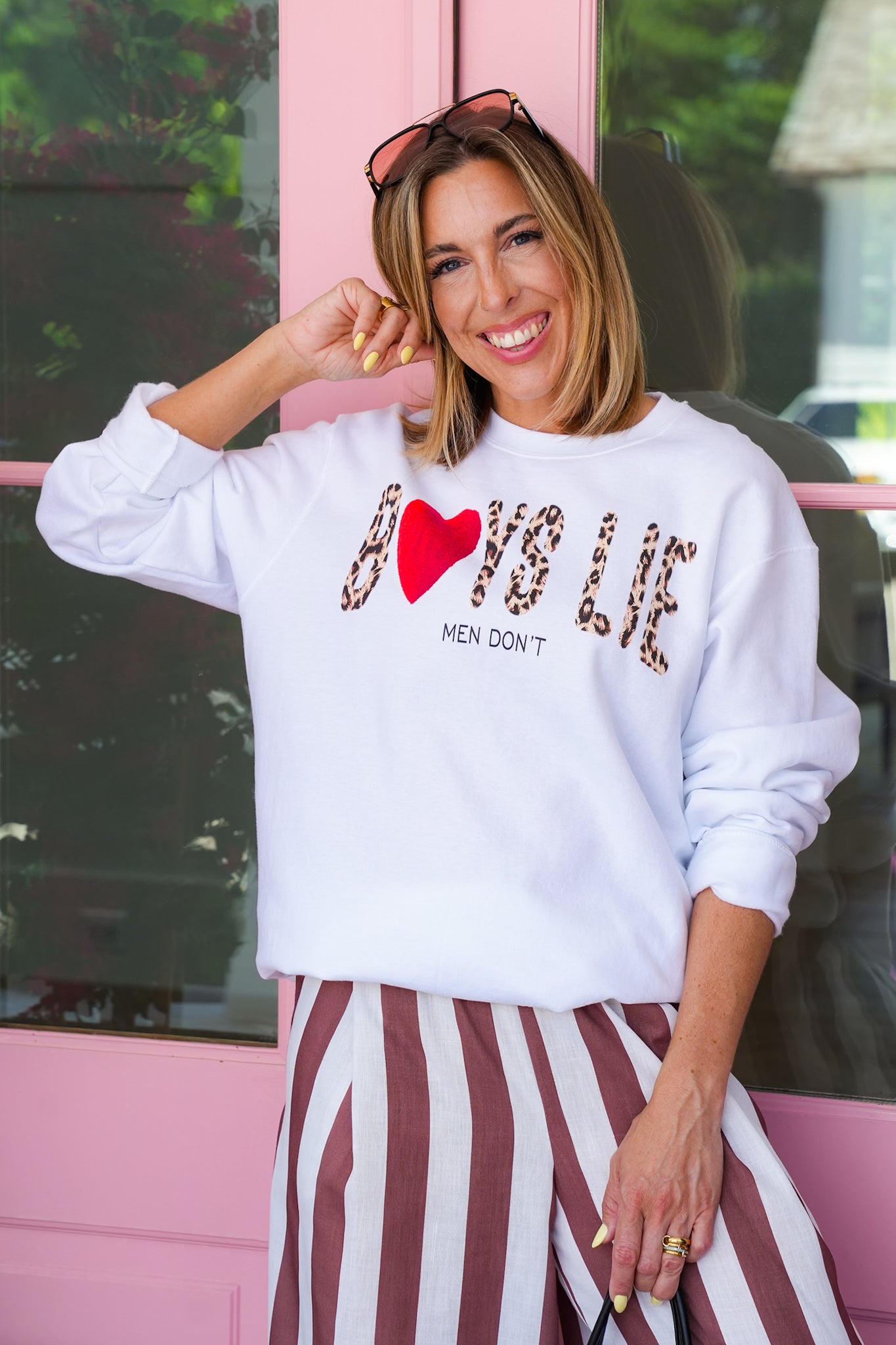 Plus/Reg Long Sleeve "Boys Lie Men Don't" Graphic Sweatshirt