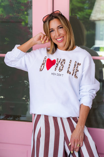 Plus/Reg Long Sleeve "Boys Lie Men Don't" Graphic Sweatshirt