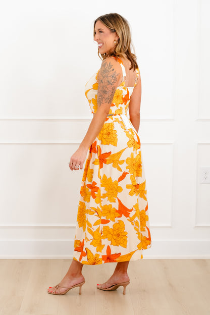 Yellow Floral Print Top and Pants Set