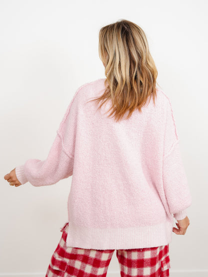 Cross Stitch Deer Long Sleeve Pullover Sweater