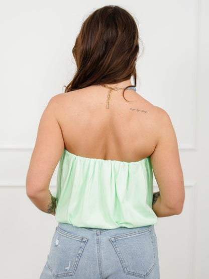 Mint Bubble Hem Tube Top