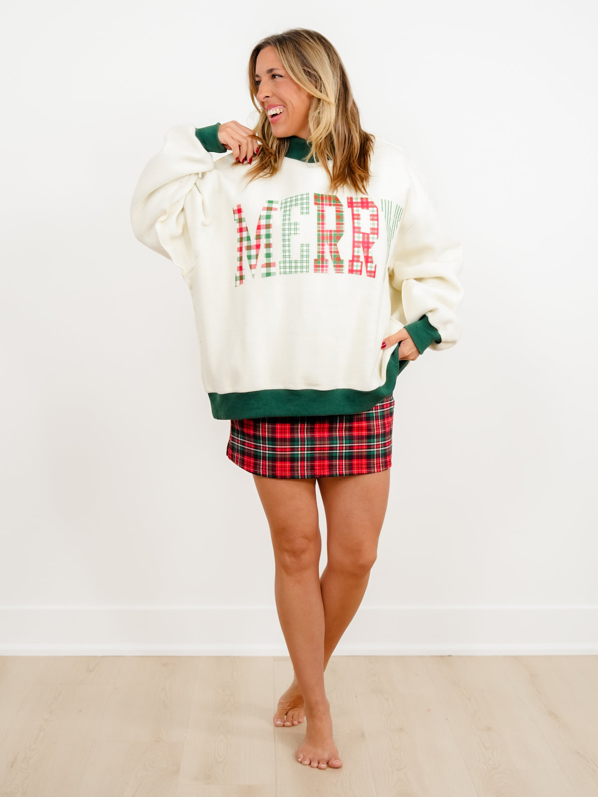 Plus/Reg JESS LEA Red Plaid Elastic Waist Skort - Freckled Poppy