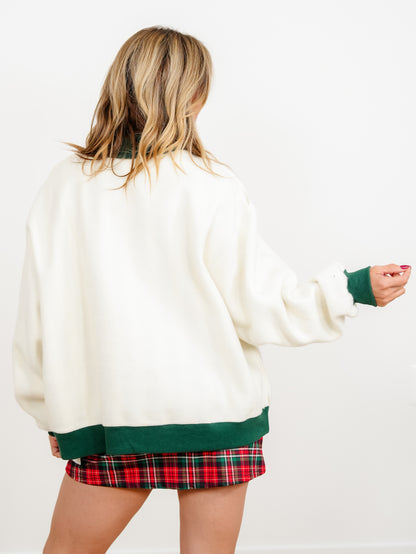 Long Sleeve Mock Neck Merry/Stripe Reversible Sweatshirt