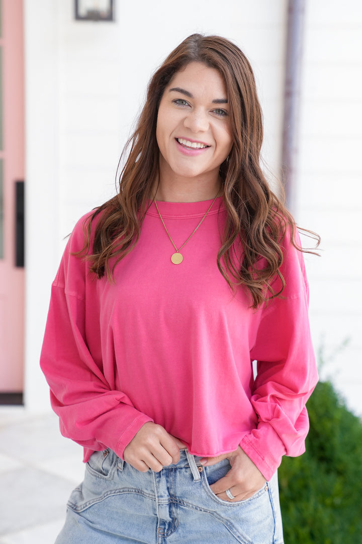 Door Buster! Zenana Pigment Dye & Enzyme Washing Oversized Round Neck Tee