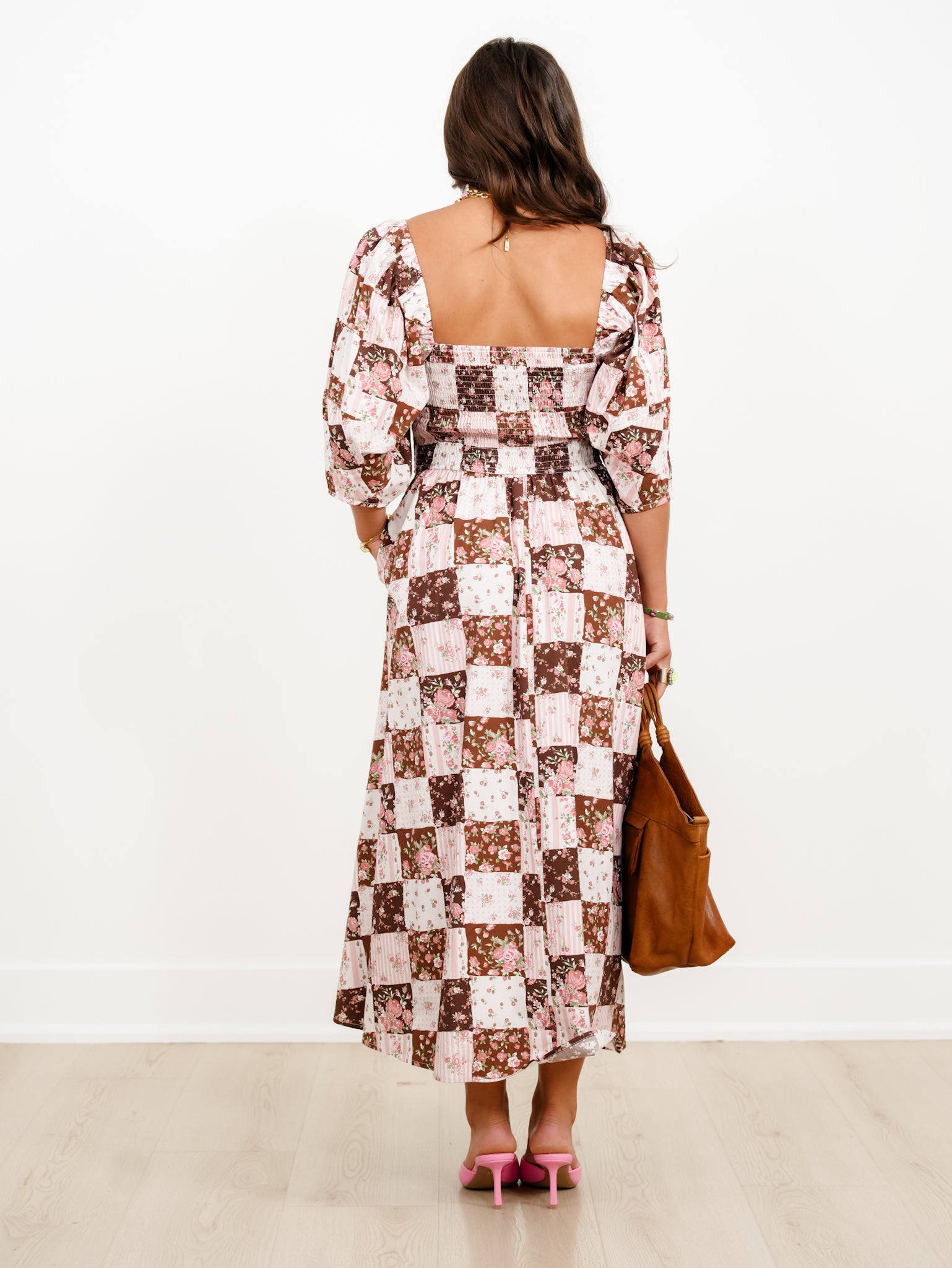 Floral Patchwork Print Short Sleeve Maxi Dress - Freckled Poppy