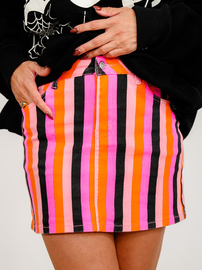 Plus/Reg Multi Color Vertical Stripe Skirt