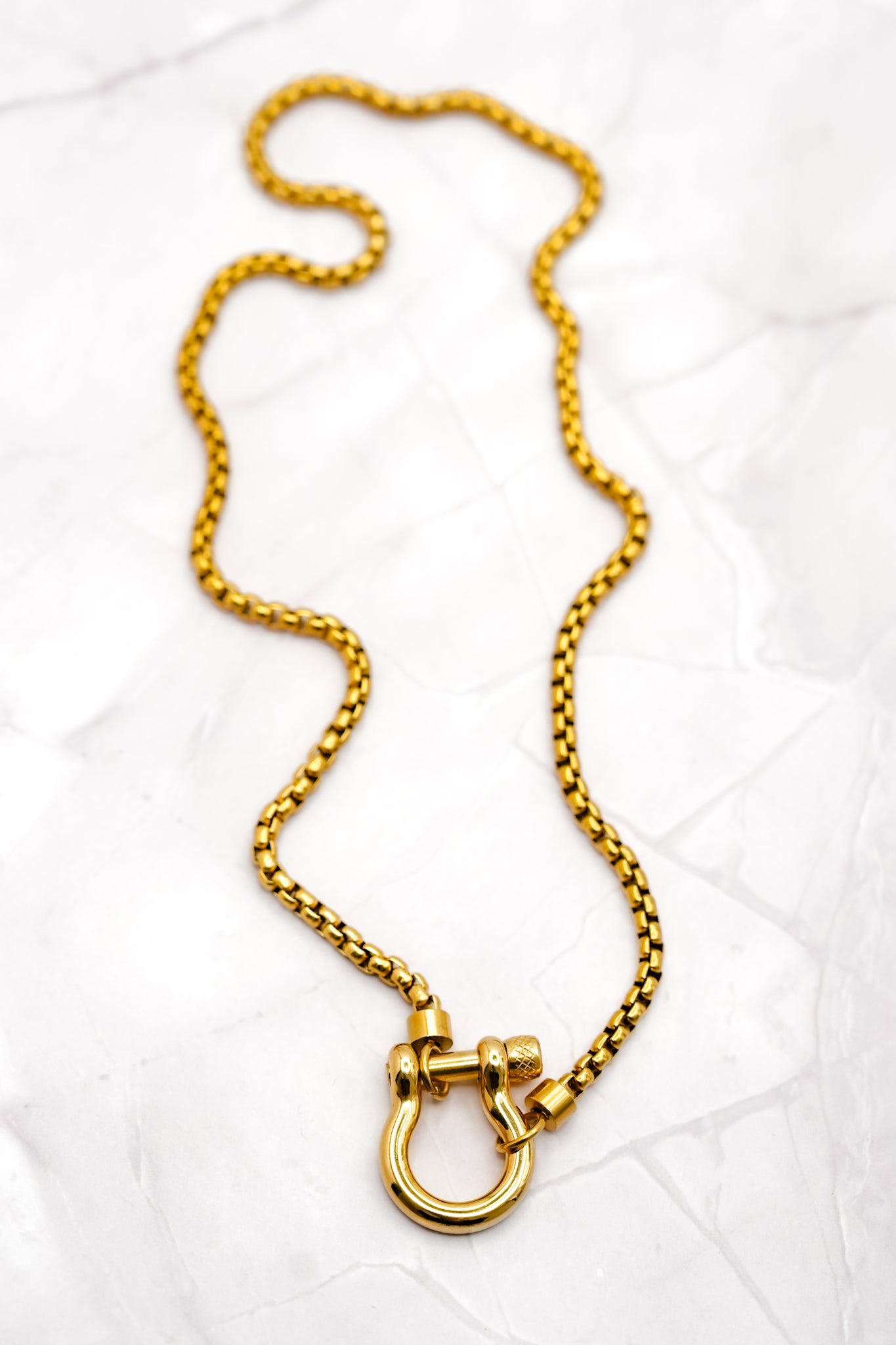 Chunky Box Chain with Horsebit Closure Necklace