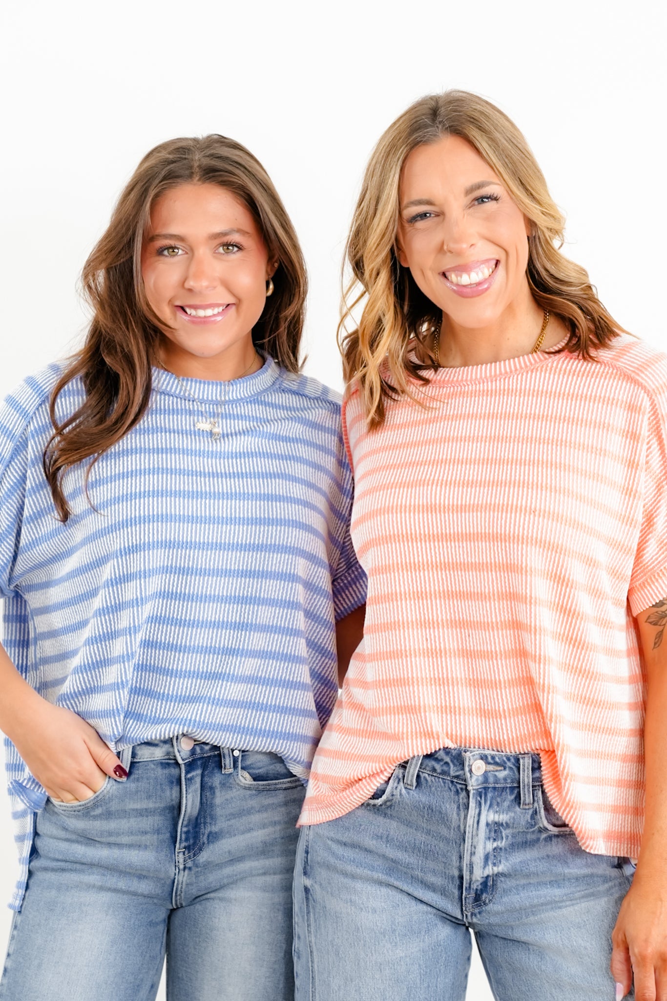 Door Buster! Zenana Raised Rib Striped Exposed Seam Top