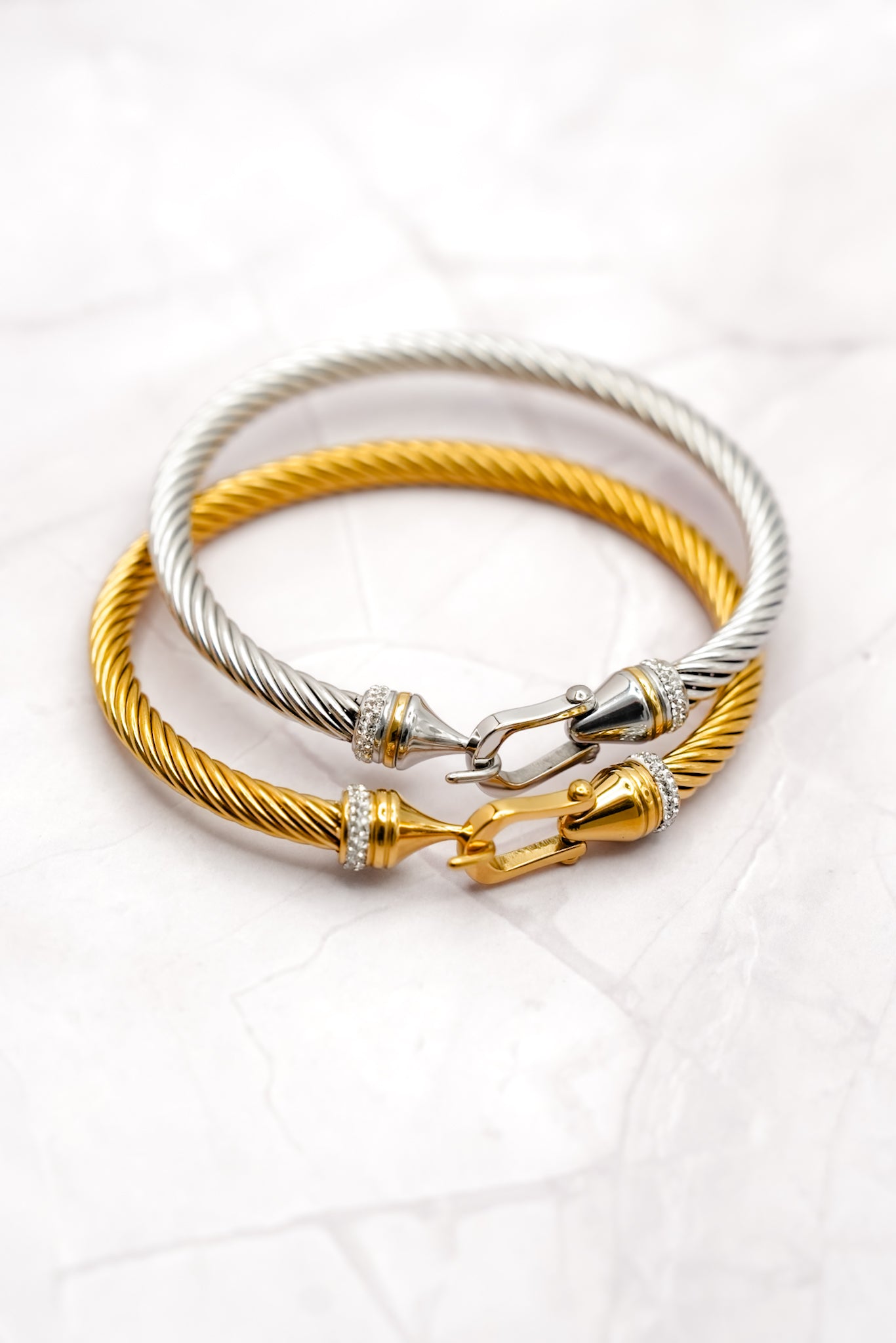 Twist Bangle with CZ Paving