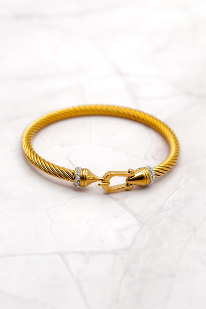 Twist Bangle with CZ Paving