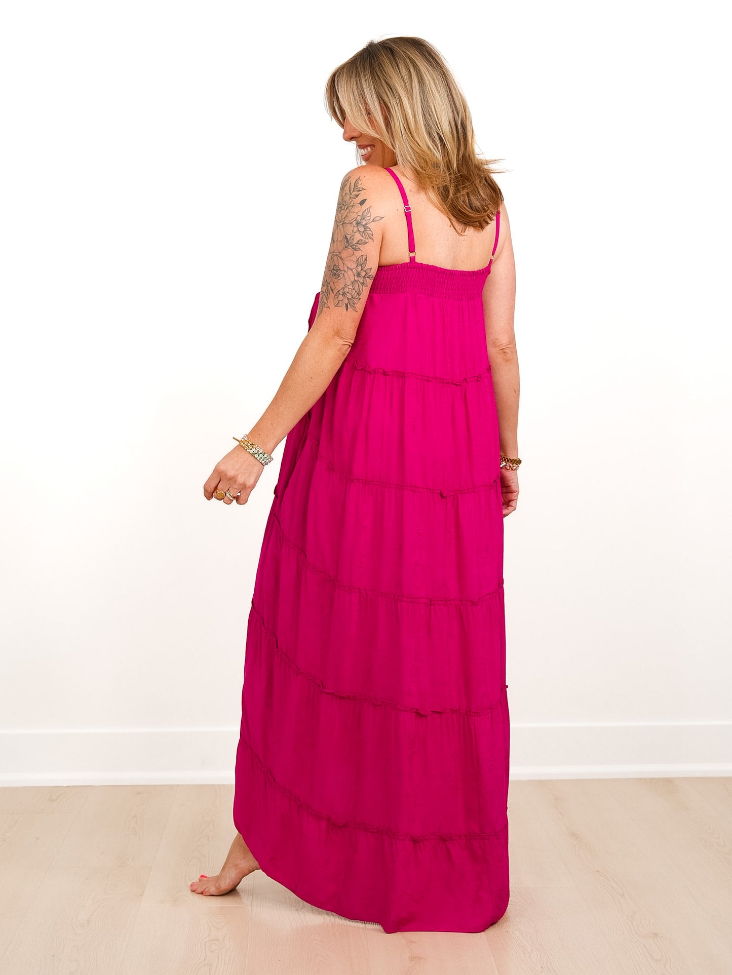 Sleeveless High Low Tiered Maxi Dress With Pockets