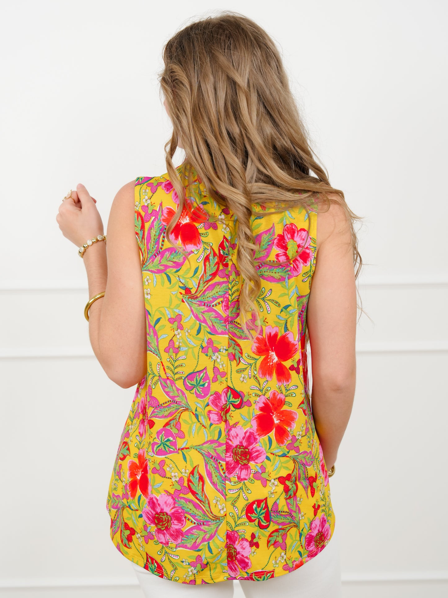 Plus/Reg Floral Print Sleeveless Tunic Top