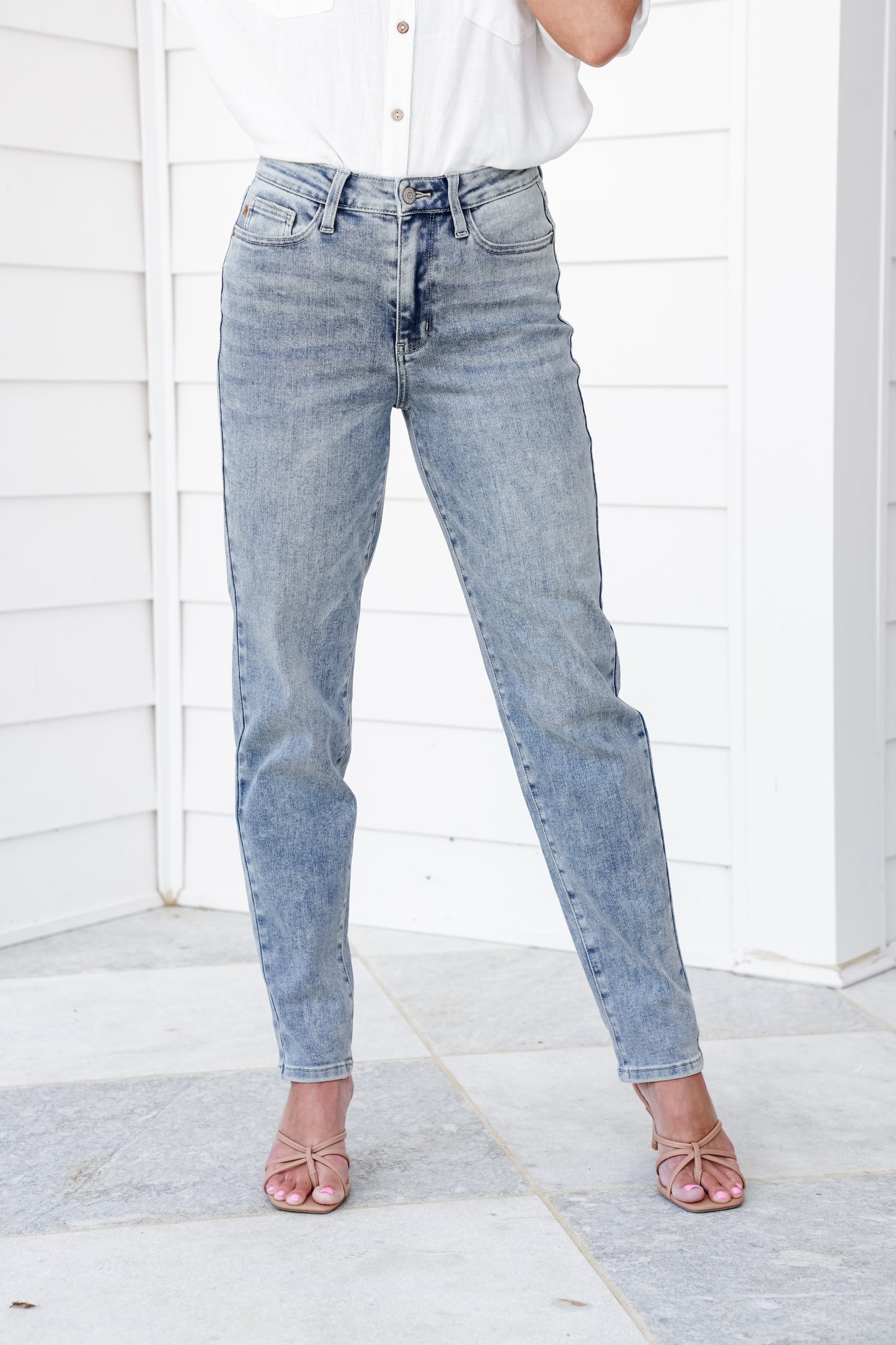 Judy Blue High Rise Medium Vintage Wash Boyfriend Double Roll Cuffed Jeans