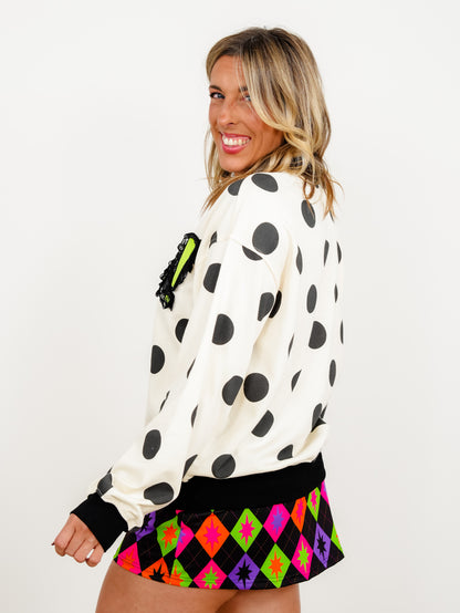 Lace Trim "Boo" Polka Dot Long Sleeve Sweatshirt - Freckled Poppy
