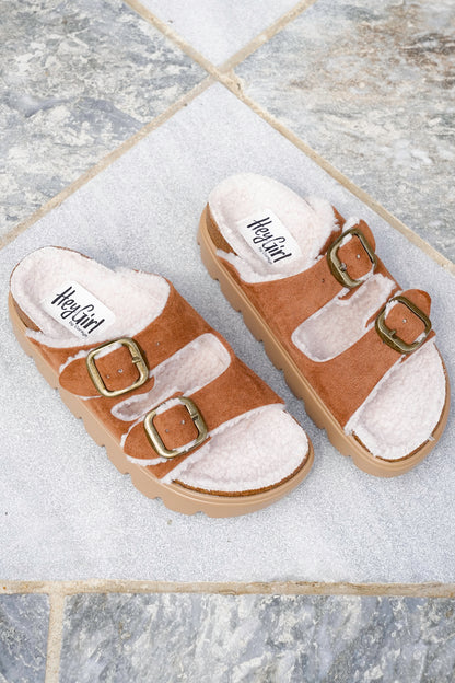 Corky's "Hearsay" Vegan Suede Double Strap Platform Slide Sandals