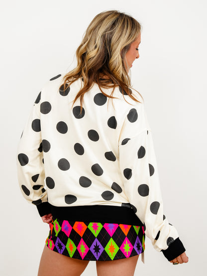 Lace Trim "Boo" Polka Dot Long Sleeve Sweatshirt - Freckled Poppy