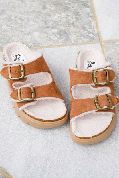 Corky's "Hearsay" Vegan Suede Double Strap Platform Slide Sandals