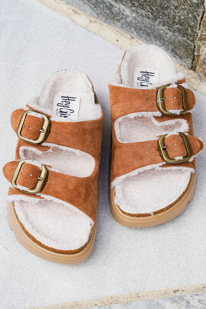 Corky's "Hearsay" Vegan Suede Double Strap Platform Slide Sandals