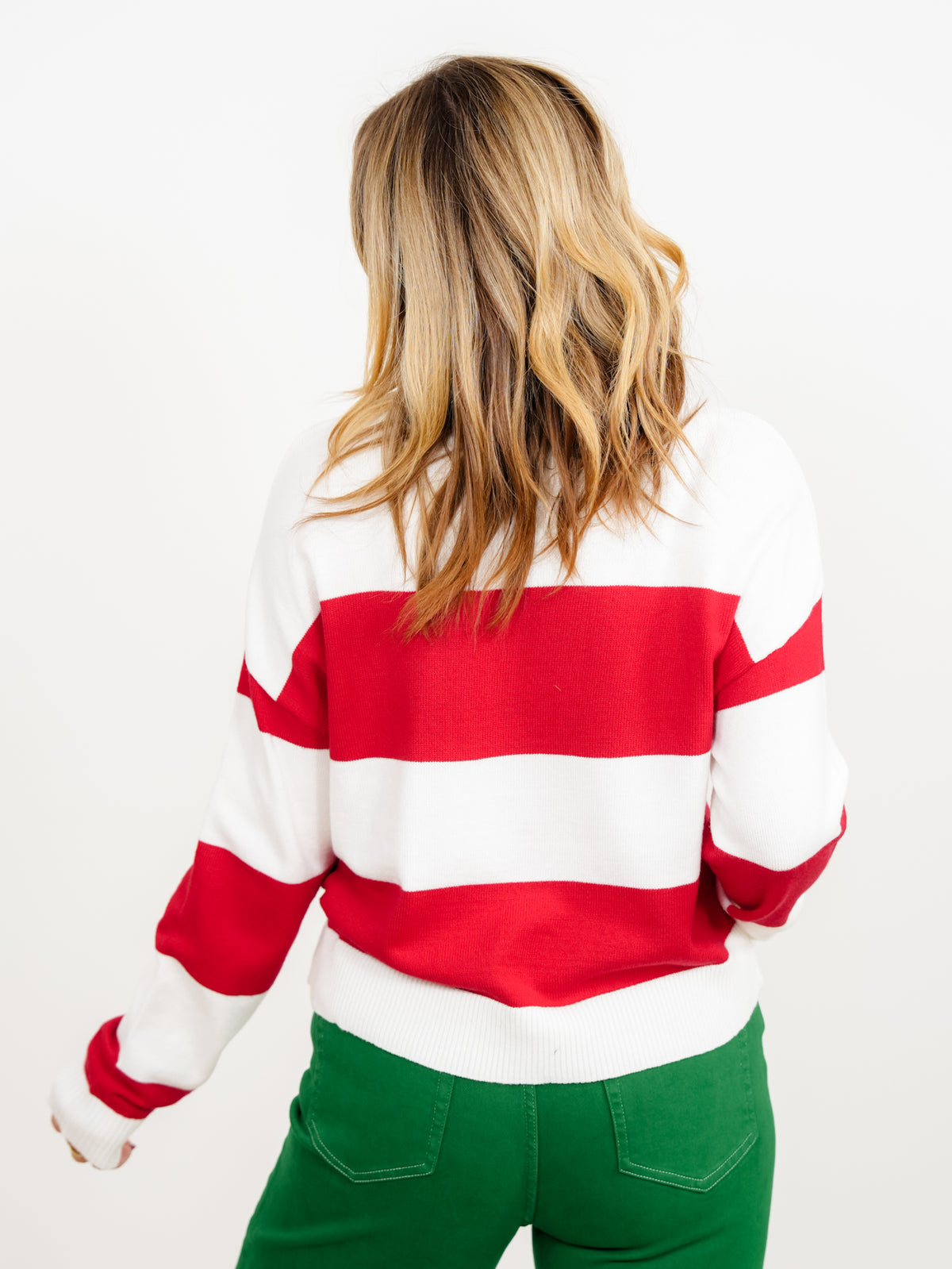 Stripe Long Sleeve "Merry" Pullover Sweater - Freckled Poppy